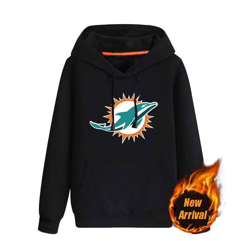 Men's Miami Dolphins Black 70％cotton 30％polyester Cashmere Thickening version NFL Hoodie